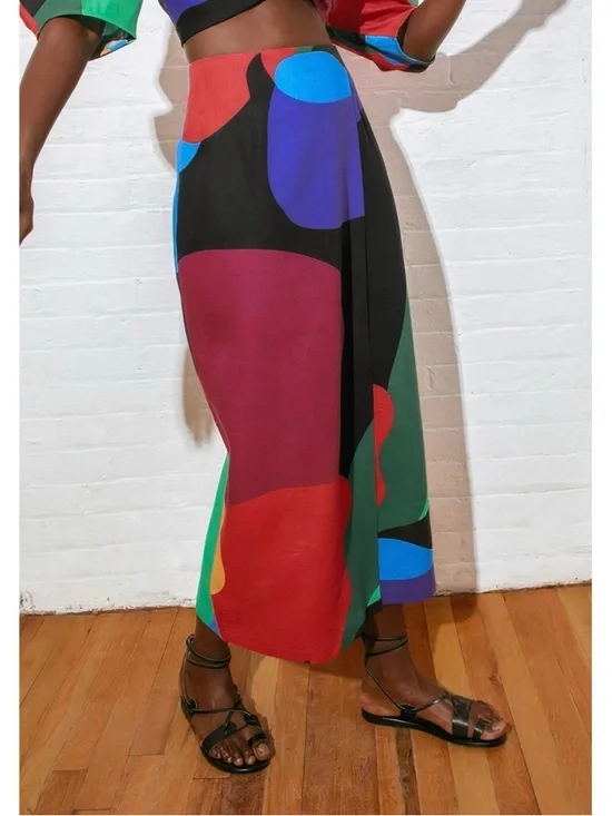 Mara Hoffman Wrap Colorblock Sunja Midi Skirt - Picture 5 of 8